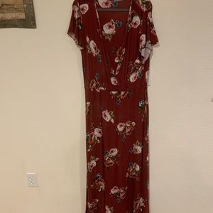 Maroon floral maxi dress